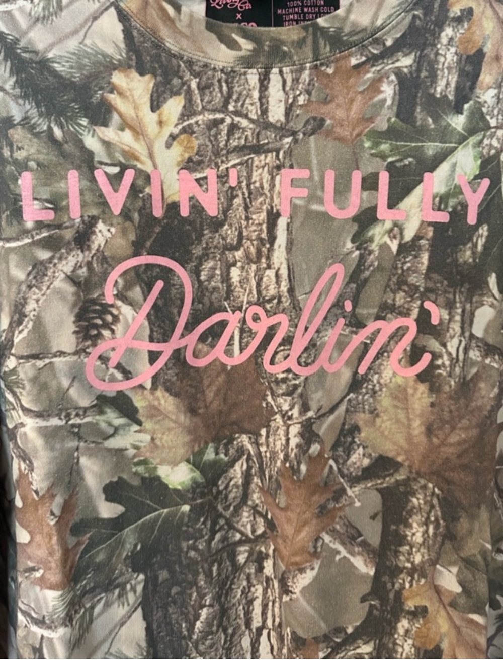 ISO Living Fully x Disco Cowgirl LiviNg Fully Darling Camo TShirt XS S or M